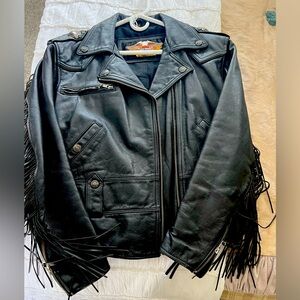 Biker jacket with fringe